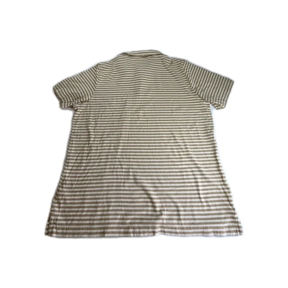 The North Face Polo Shirt Mens X-Large BROWN CREAM Striped Casual Short Sleeve
